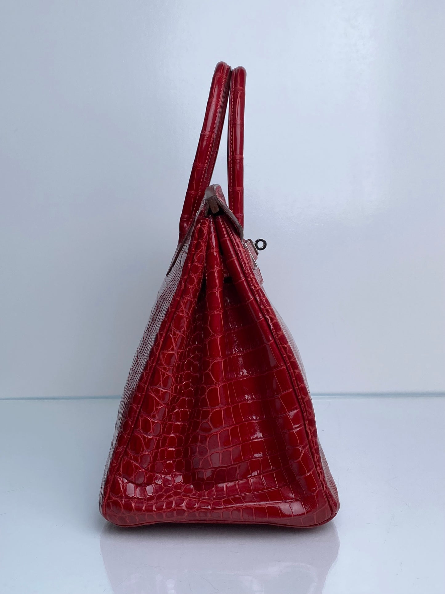 Hermes Birkin 35 Braise Shiny Porosus PHW #O