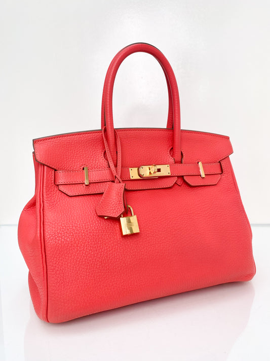 Hermes Birkin 30 Rose Jaipur Clemence GHW #R Box