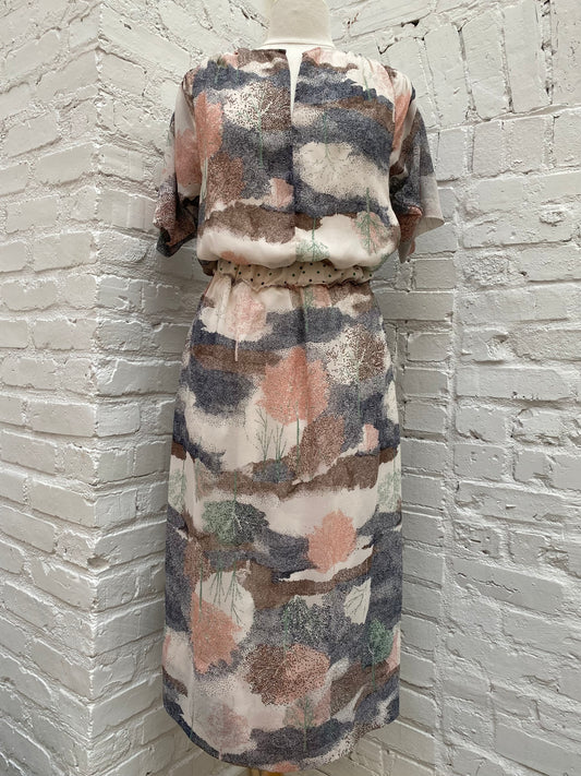 See By Chloe Cream, Pink, & Navy Maxi Dress, S-M