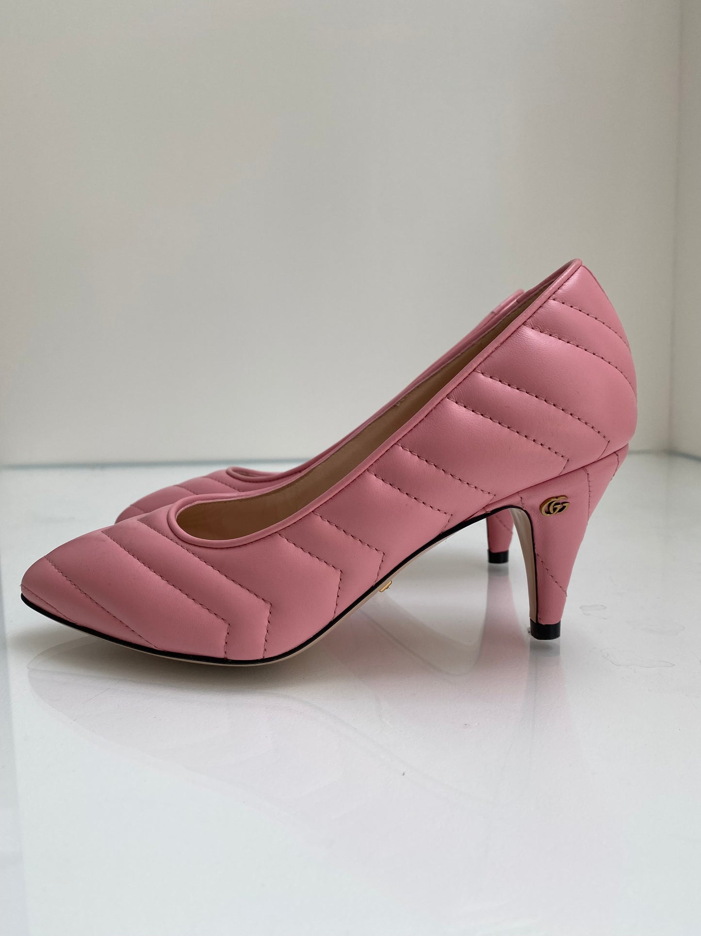 Gucci Pink Marmont Leather Heels, 35