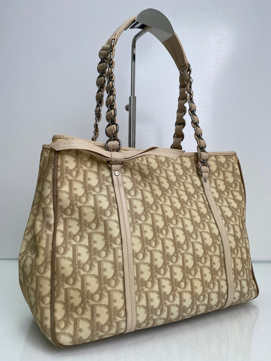 Christian Dior Vintage Cream & White Logo Trotter Romantique Bag, SHW