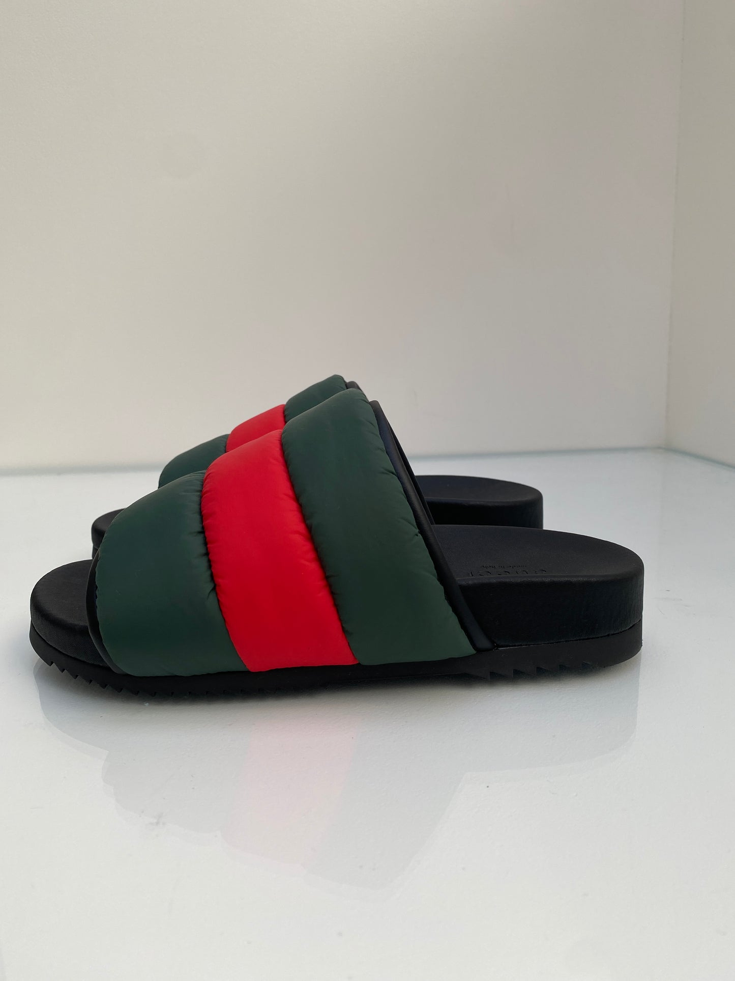 Gucci Red and Green Puffer Slides, 7