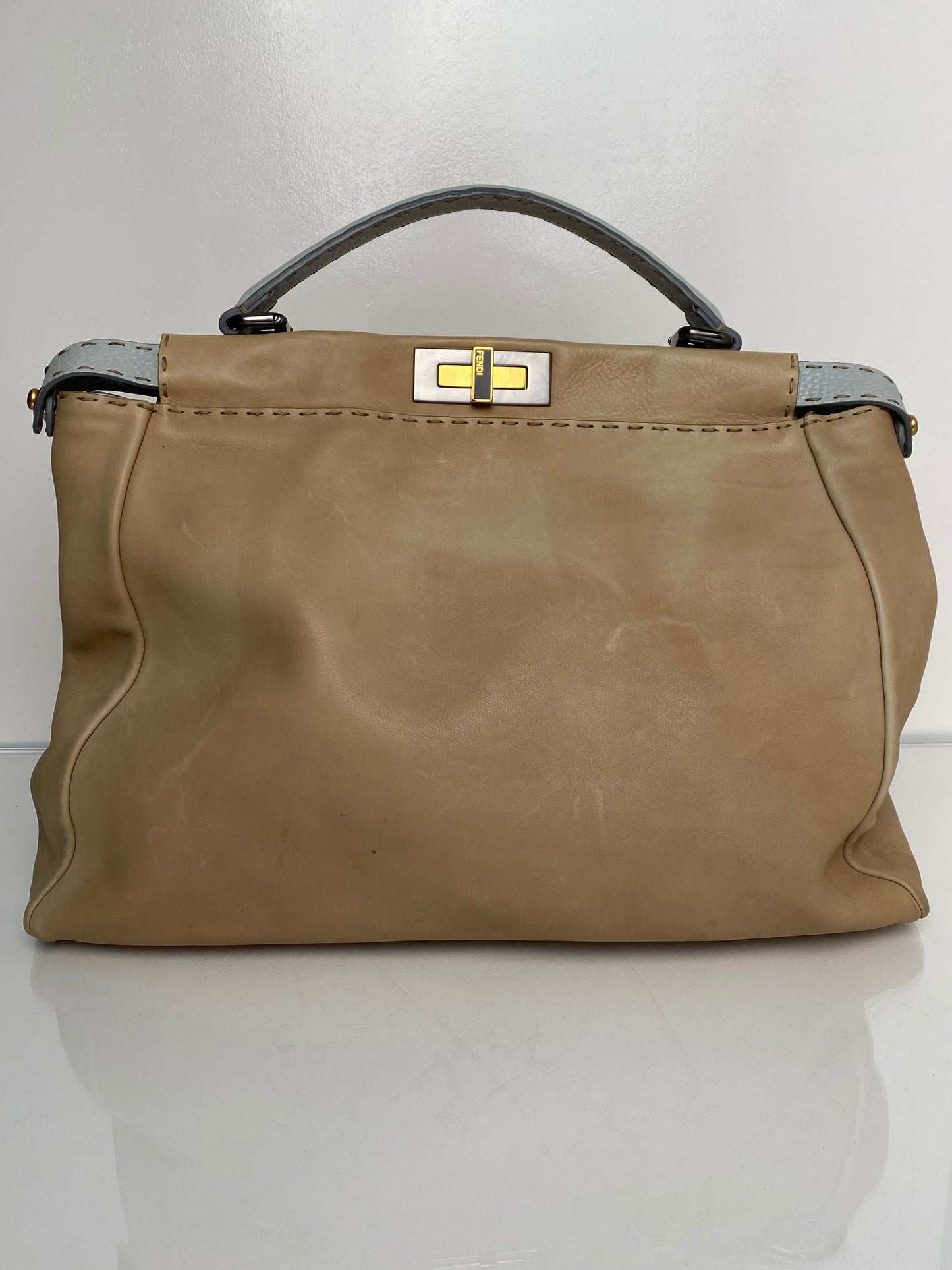 Fendi Beige & Grey Peekaboo Tote Bag TTHW
