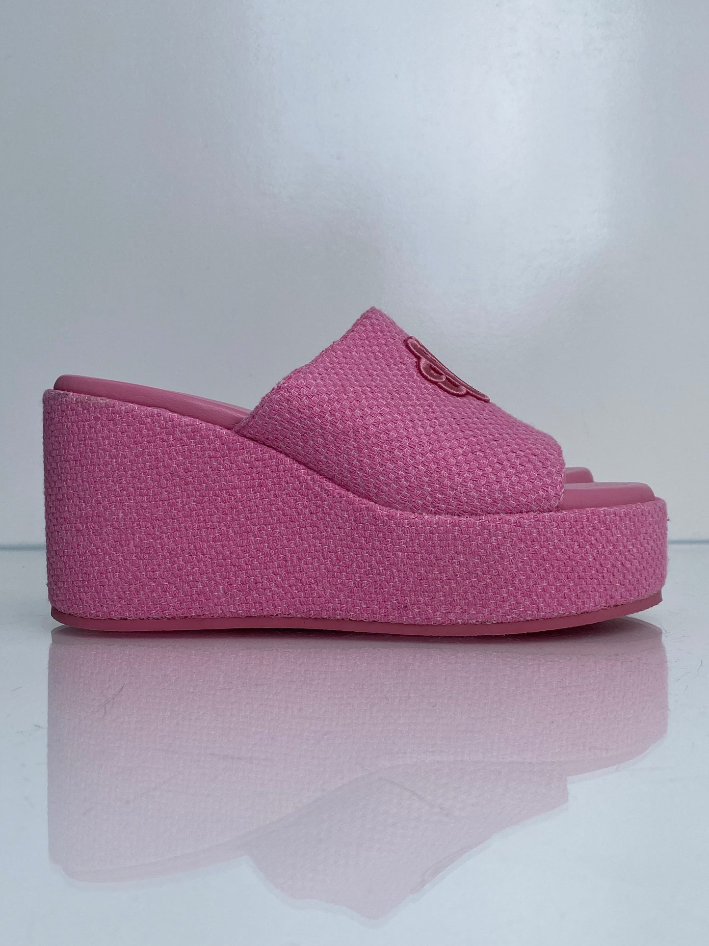 Maje Pink Woven Platform Wedges, 41