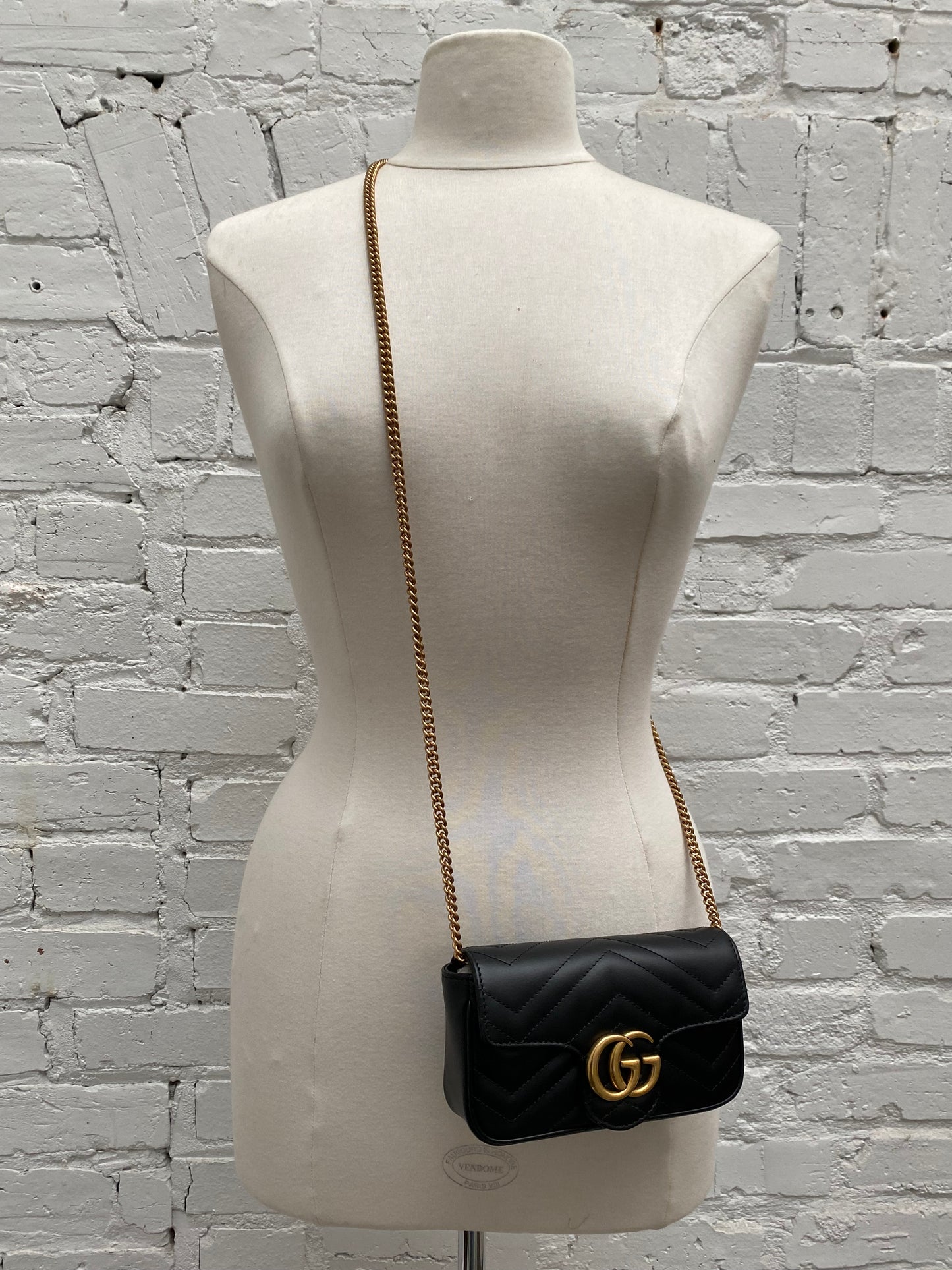 Gucci Black GG Marmont Mini Crossbody Bag GHW