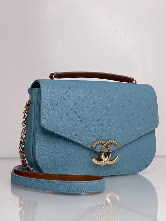 Chanel Paris-Cuba Light Blue Flap Bag SHW