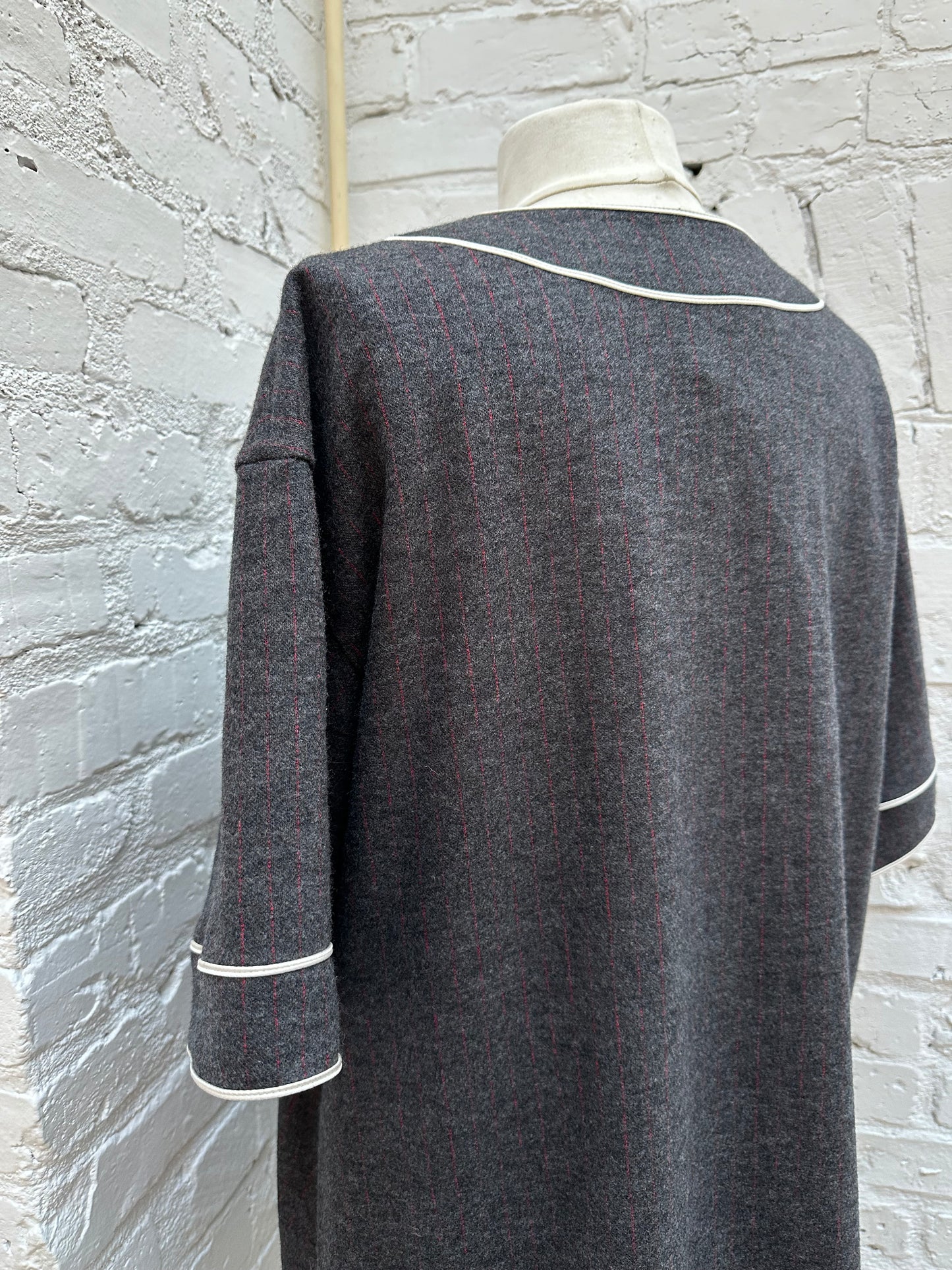 Christian Dior Grey/Burgundy Wool Jersey 3XL