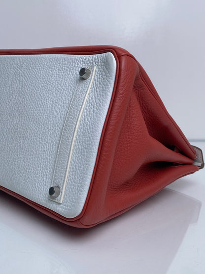 Hermes Birkin 35 Eclat Sanguine / White Clemence Clemence PHW #O