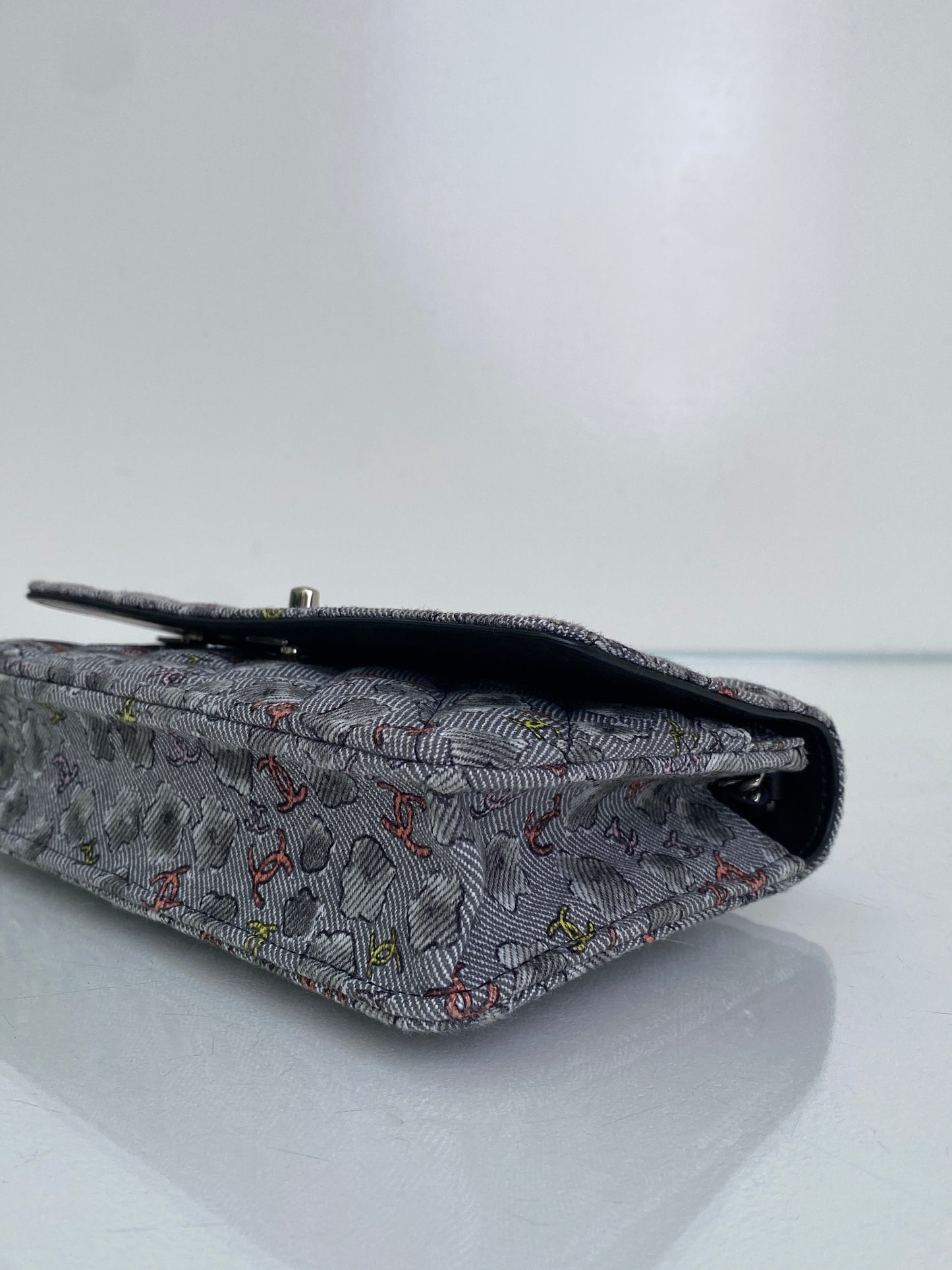Chanel Grey & Multi Canvas CC Cloud Wallet On Chain Bag SHW