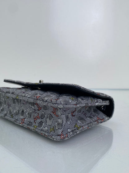 Chanel Grey & Multi Canvas CC Cloud Wallet On Chain Bag SHW