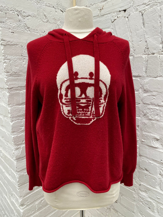 Skull Cashmere Red Skull Hood Sweater, S