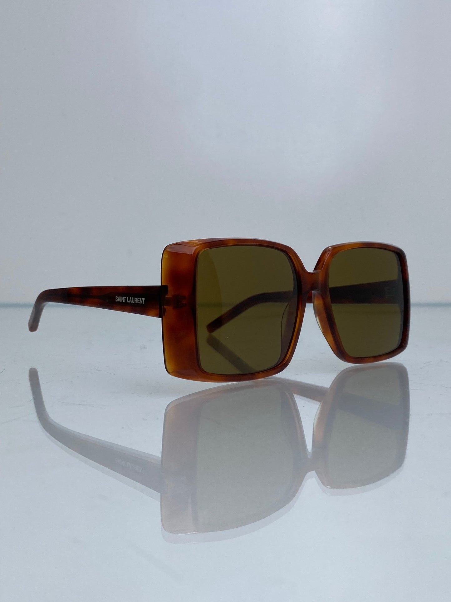 Saint Laurent Oversized Amber Square Logo Sunglasses
