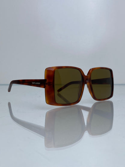 Saint Laurent Oversized Amber Square Logo Sunglasses