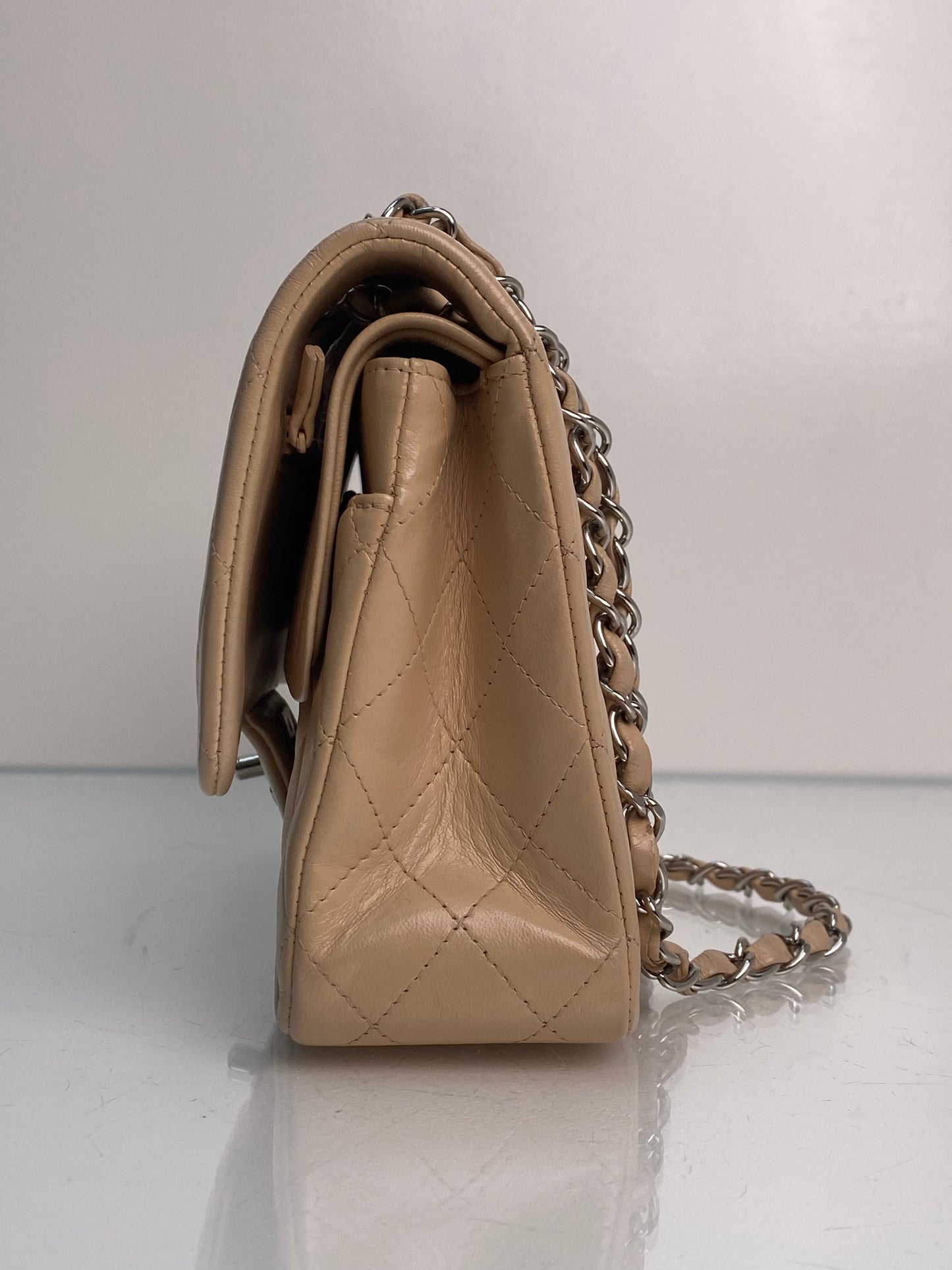 Chanel Medium Double Flap Beige Lambskin SHW