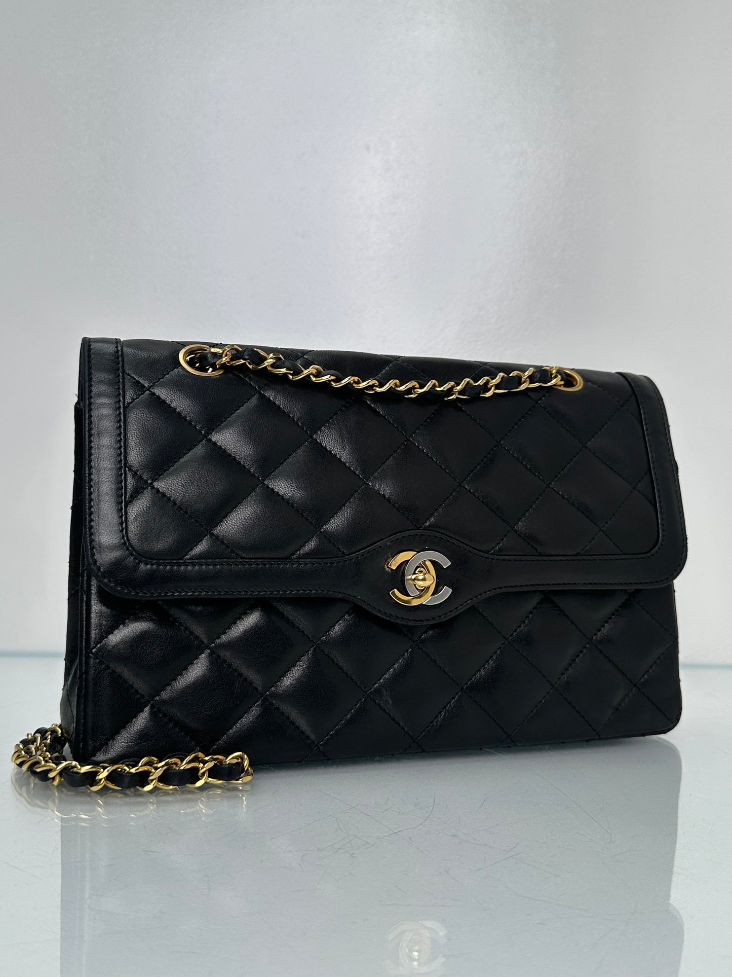 Chanel Black Paris Lambskin Double Classic Flap Bag 24k GHW #33