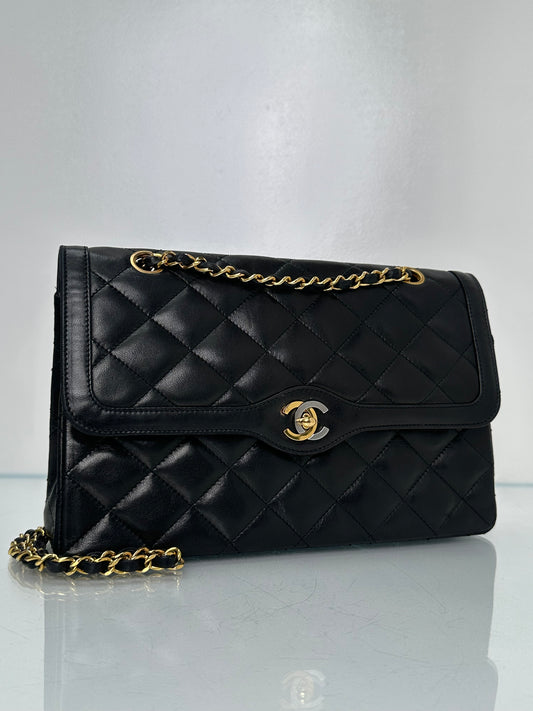 Chanel Black Paris Lambskin Double Classic Flap Bag 24k GHW #33