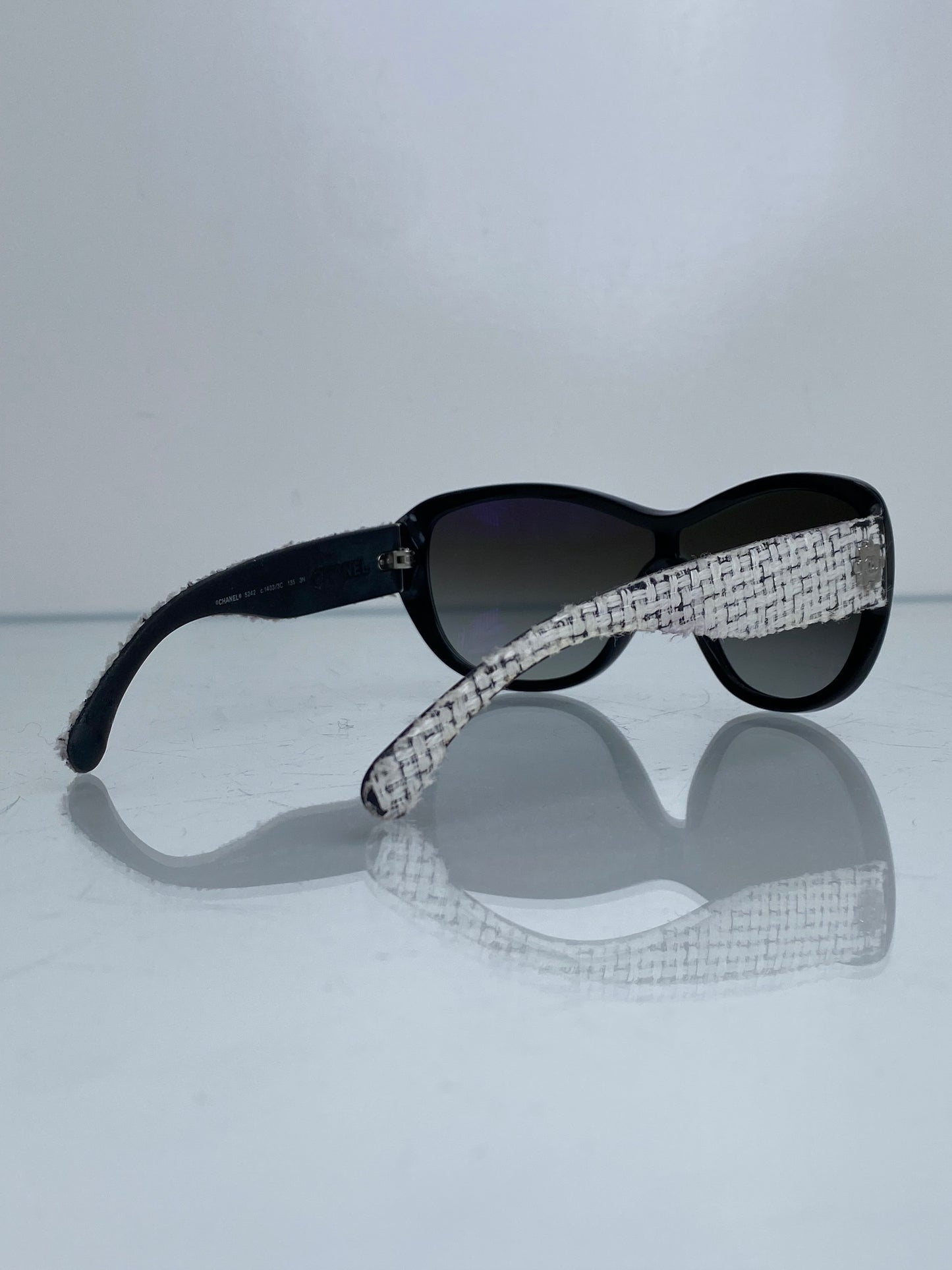 Chanel Black & White Tweed CC Logo Sunglasses