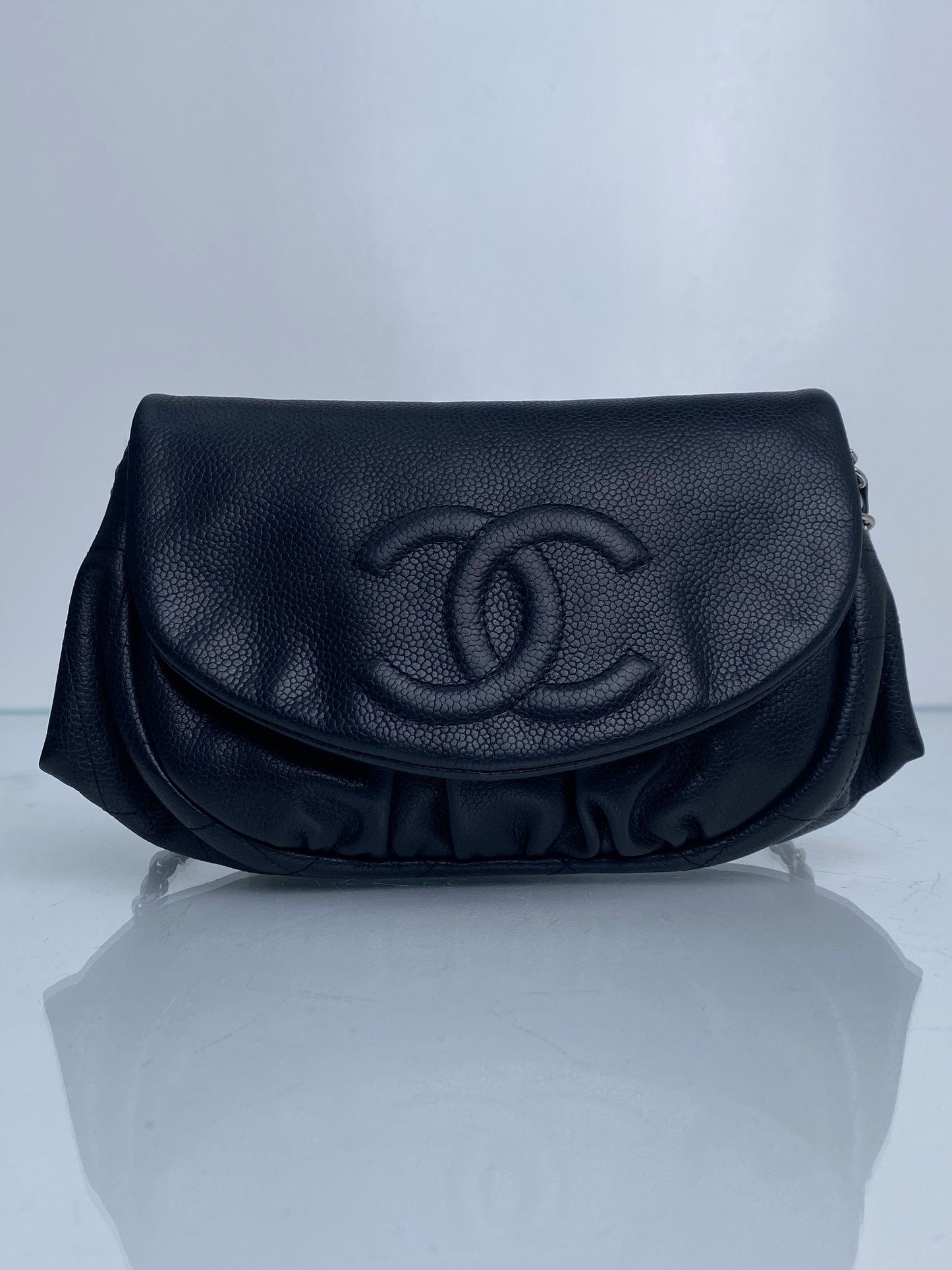 Chanel Black Caviar Halfmoon Wallet On Chain SHW