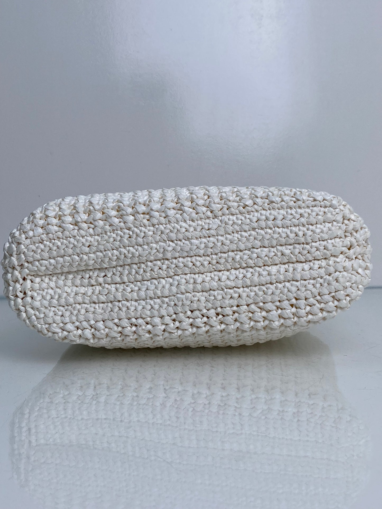 Prada White Logo Crochet Small Tote Bag