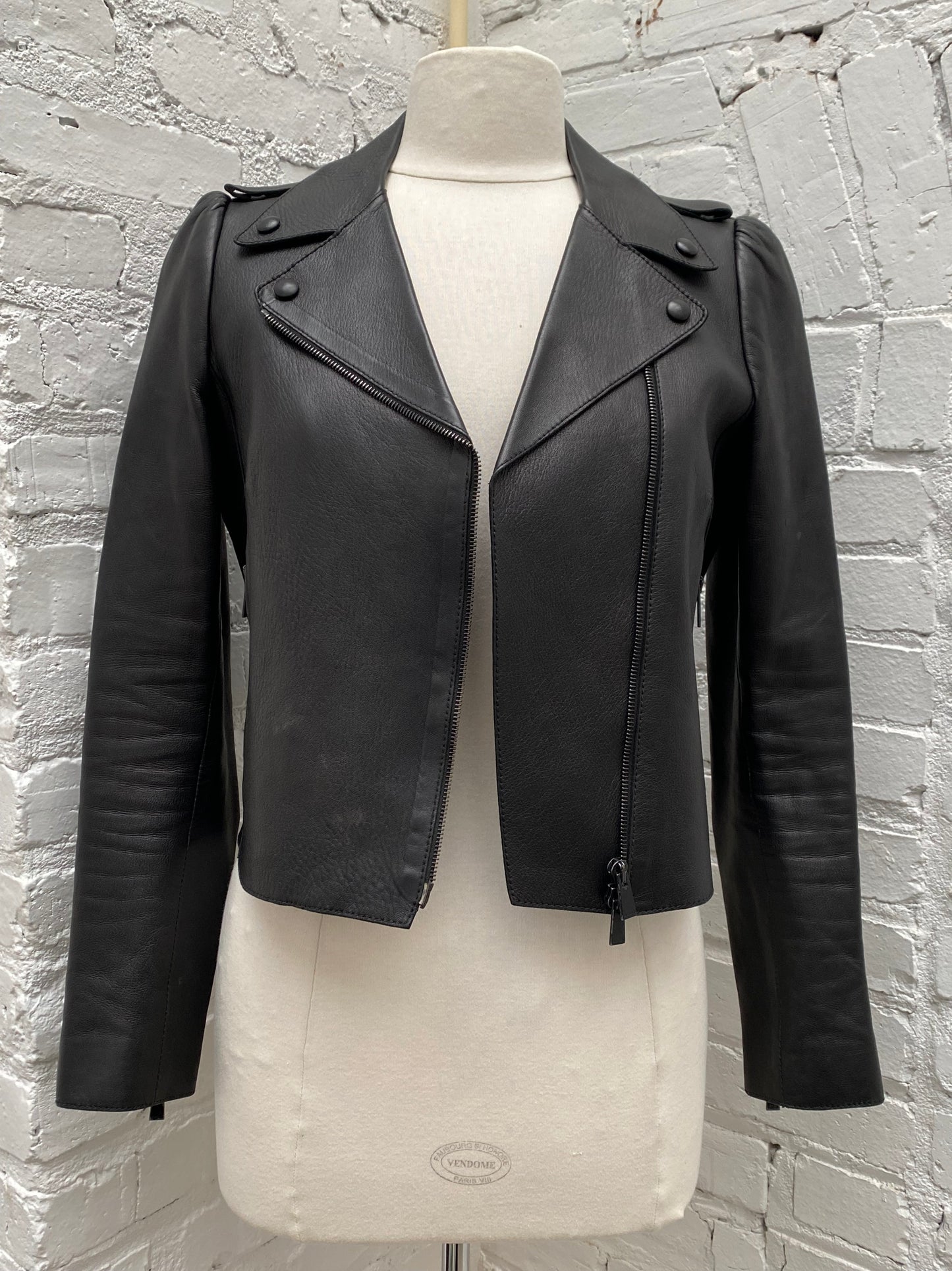 Valentino Charcoal Grey Leather Jacket, S-M