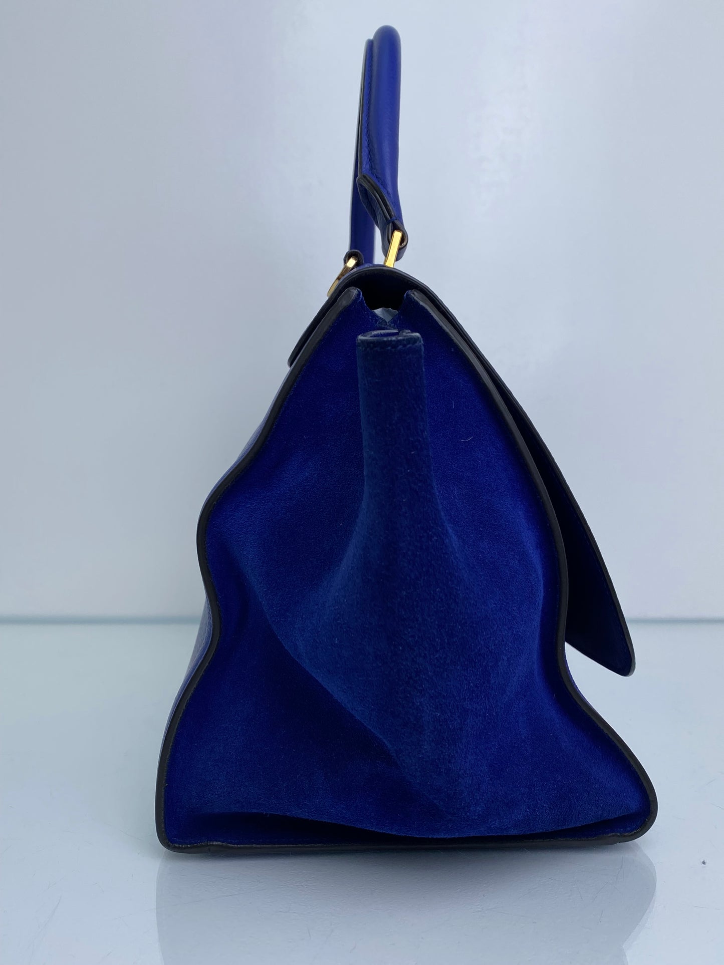 Celine Royal Blue Calfkin Leather Medium Trapeze Bag GHW