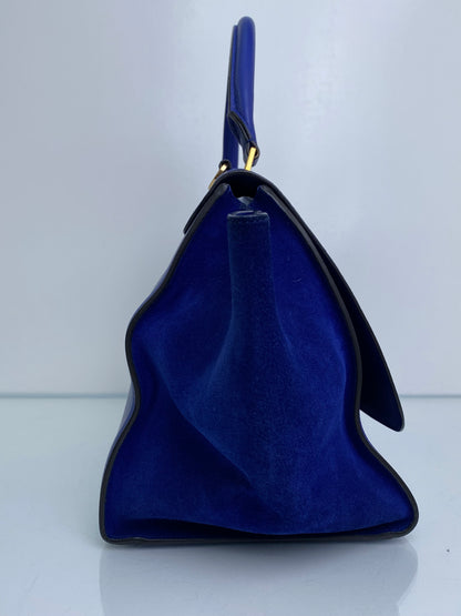Celine Royal Blue Calfskin Leather Medium Trapeze Bag GHW