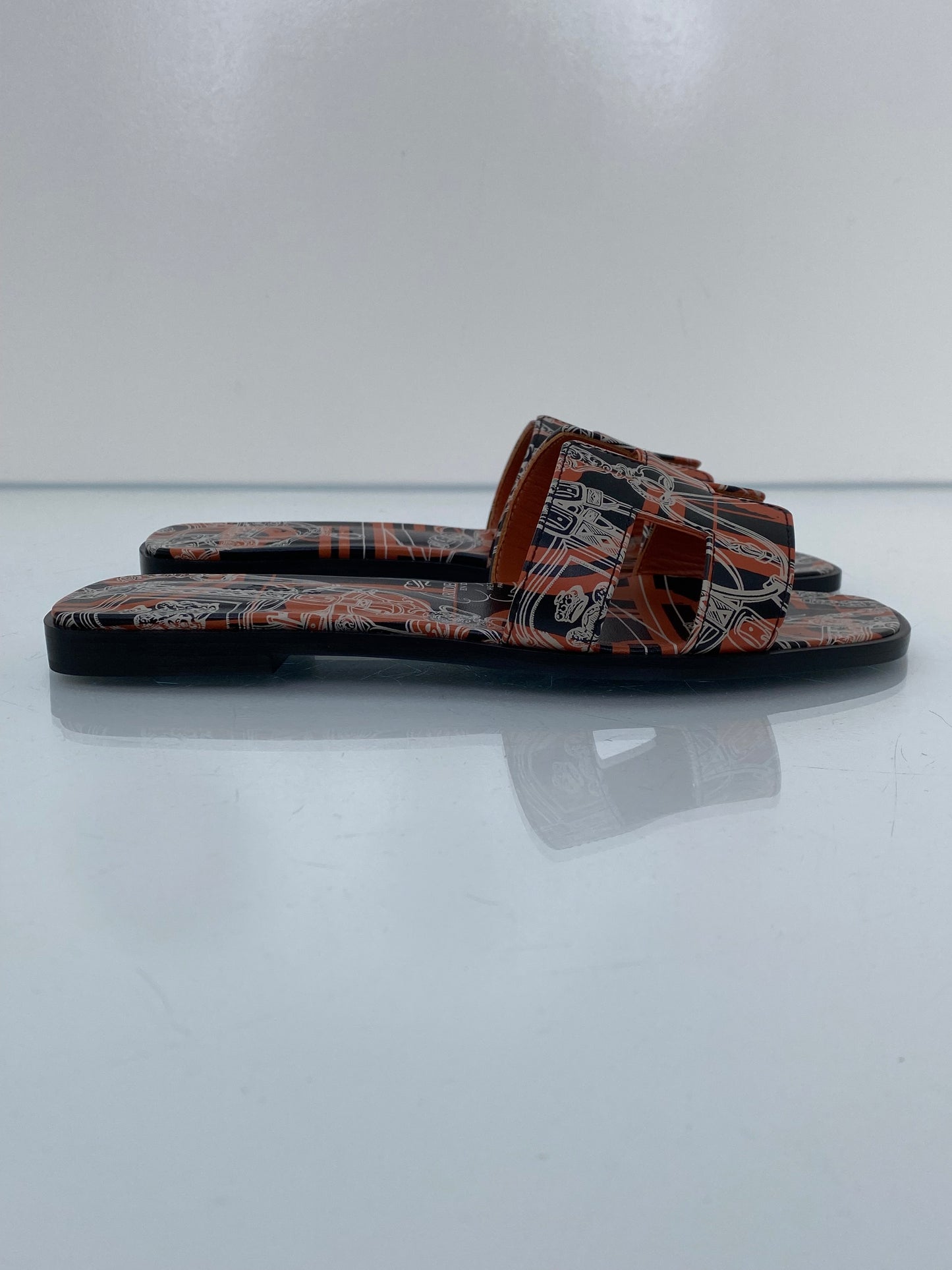 Hermes Brides De Gala Black/Orange Sandals, 38.5