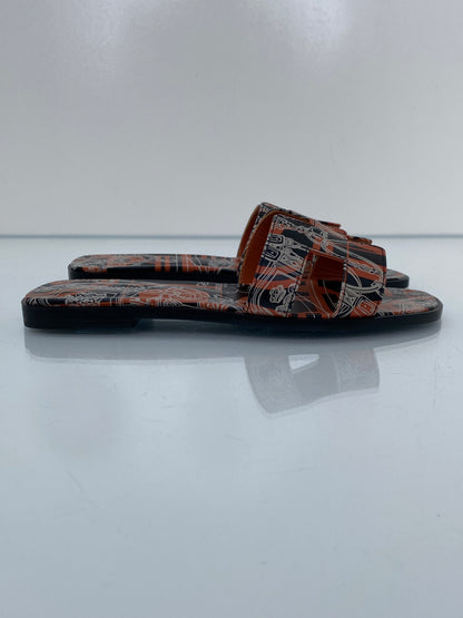 Hermes Brides De Gala Black/Orange Sandals, 38.5