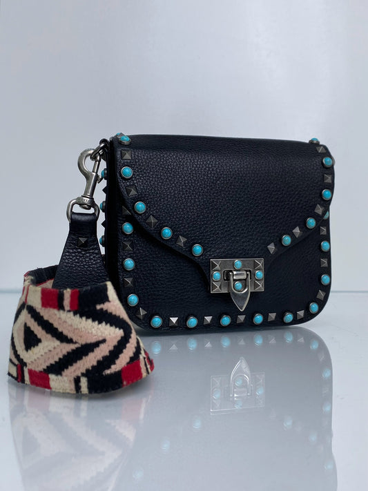 Valentino Black Turquoise/Ruthenium Rocksud Crossbody