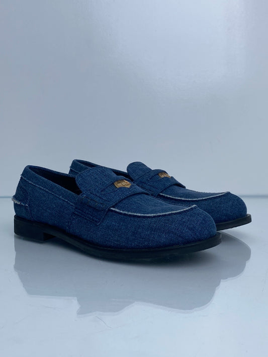Miu Miu Denim Penny Loafers, 38.5