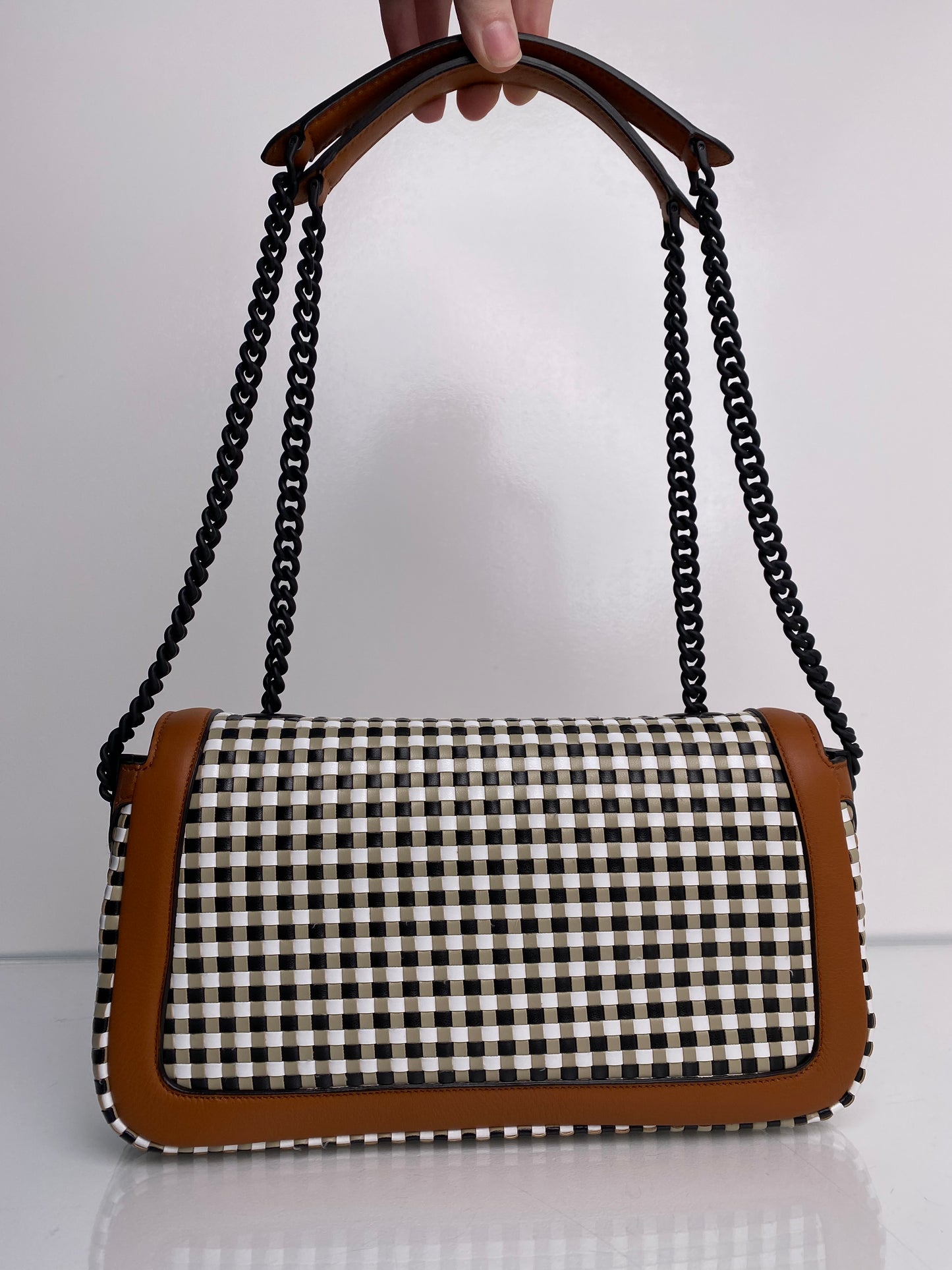 Fendi Brown, Black, & Tan Vichy Interlaced Bag