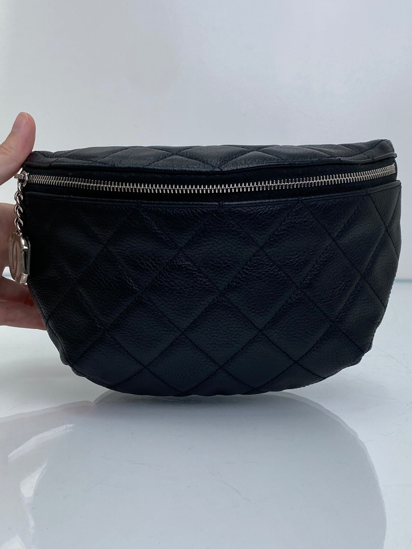 Chanel Black Uniform Quilted Bum Bag SHW