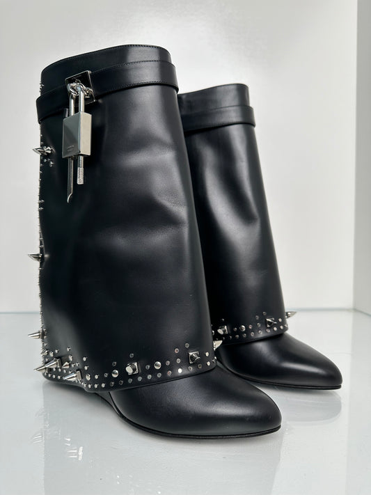 Givenchy Shark Lock Short Studded Black Boots 42