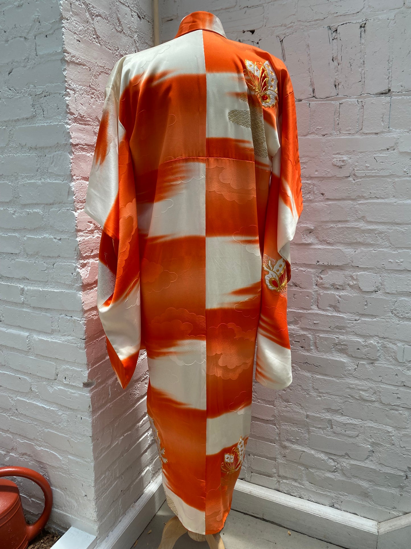 Orange Butterfly Silk Kimono OS