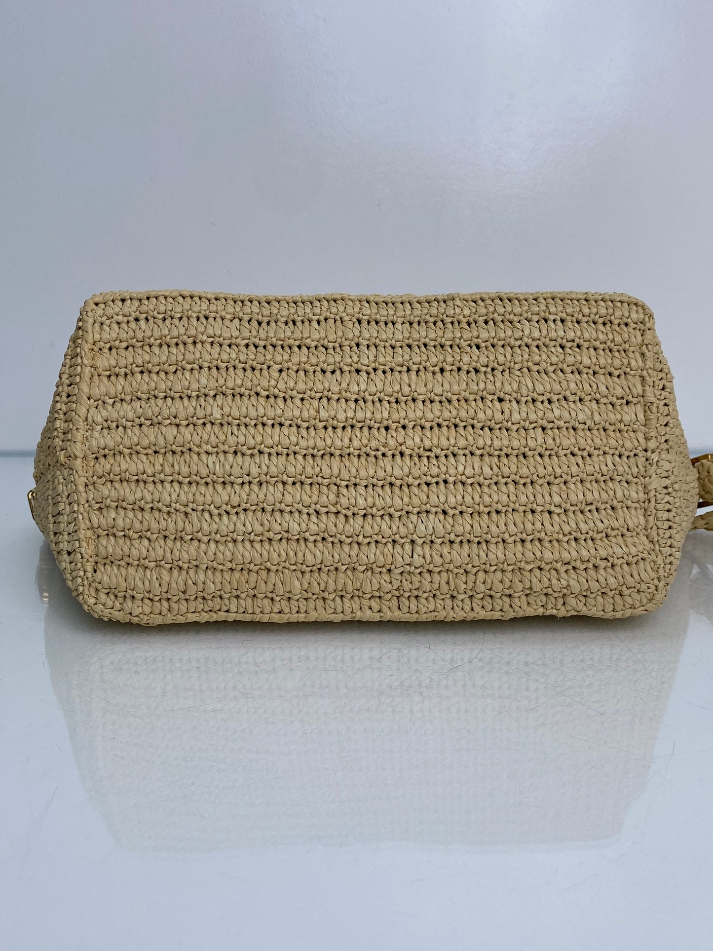 Saint Laurent Tan & Black Raffia Le Tuc Shoulder Bag GHW