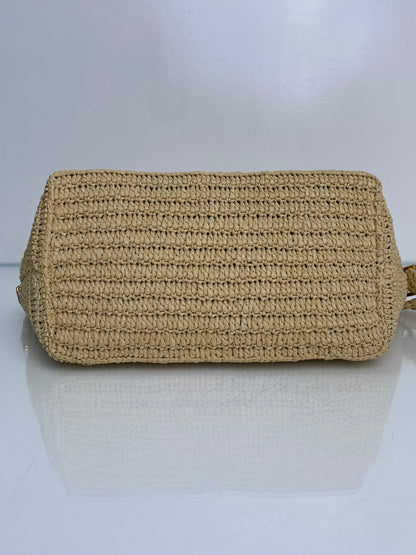 Saint Laurent Tan & Black Raffia Le Tuc Shoulder Bag GHW