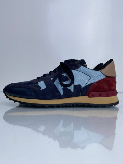 Valentino Men’s Denim & Burgundy Suede Rockstud Sneakers, 43
