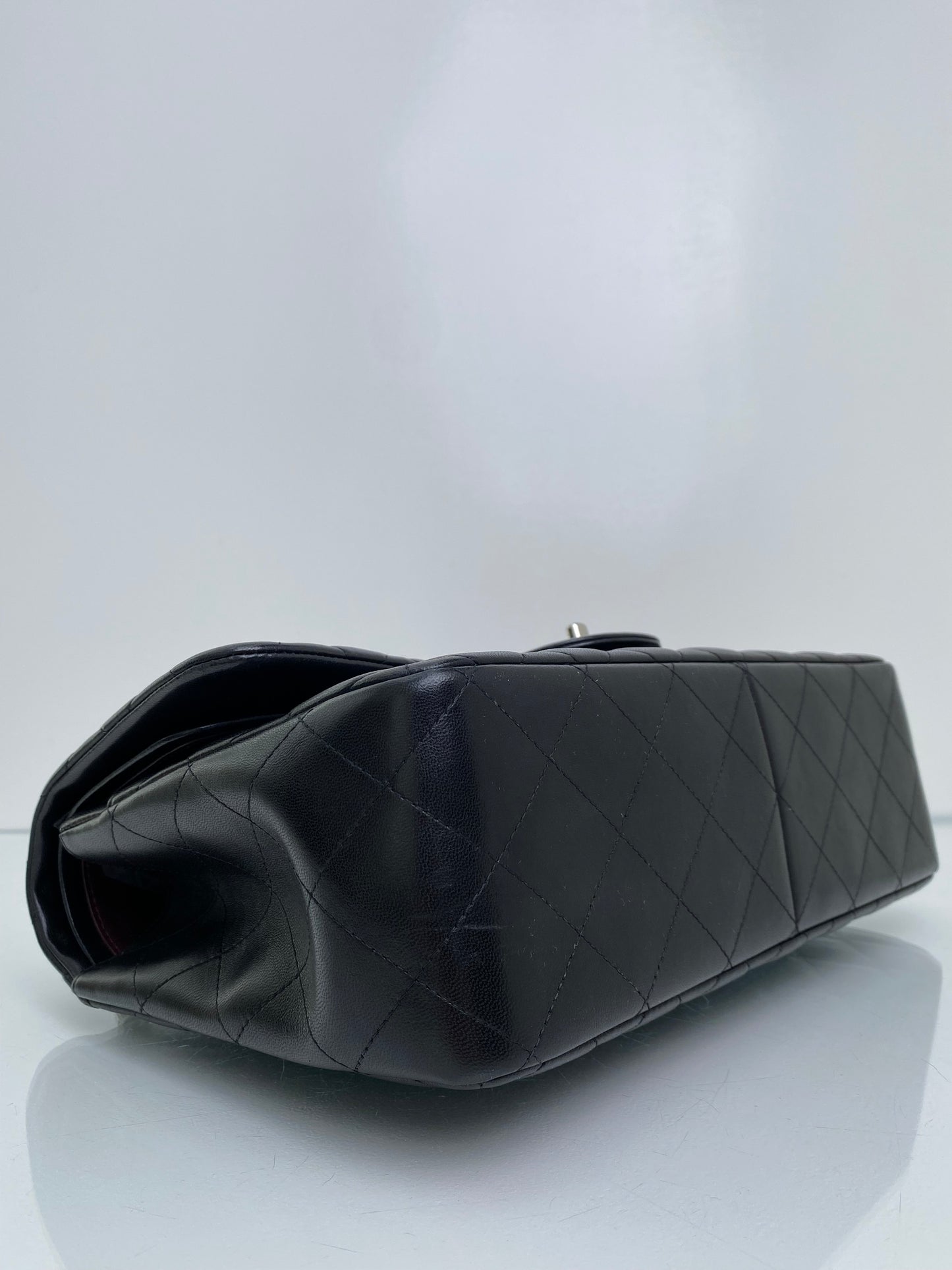 Chanel Black Classic Jumbo Lambskin Double Flap Bag SHW #19