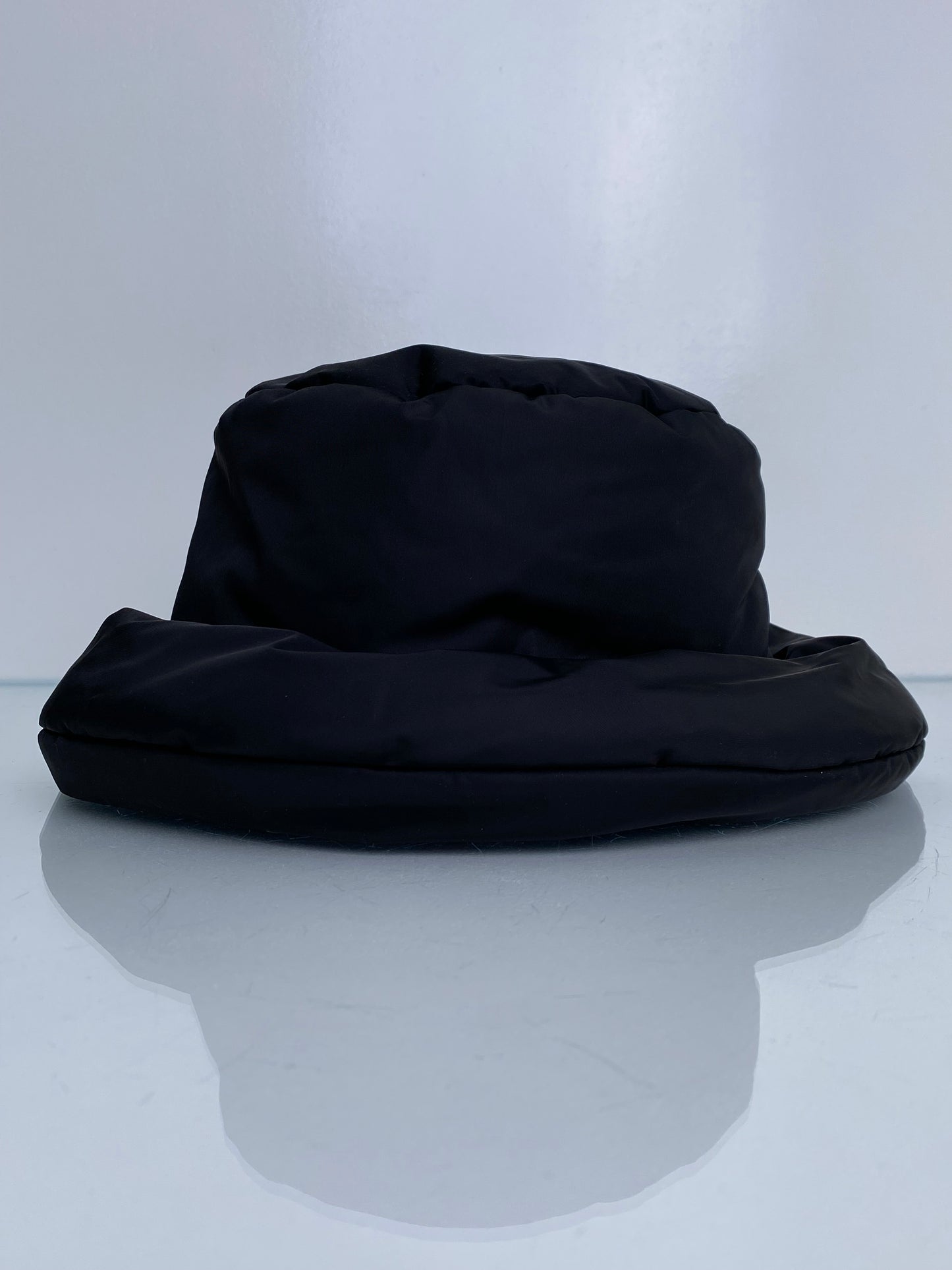 Prada Black Re-Nylon Puffer Hat, 40