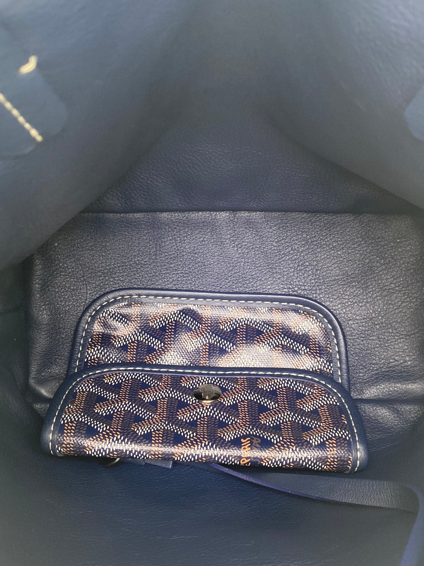 Goyard Navy Goyardine Reversible Anjou Mini Bag