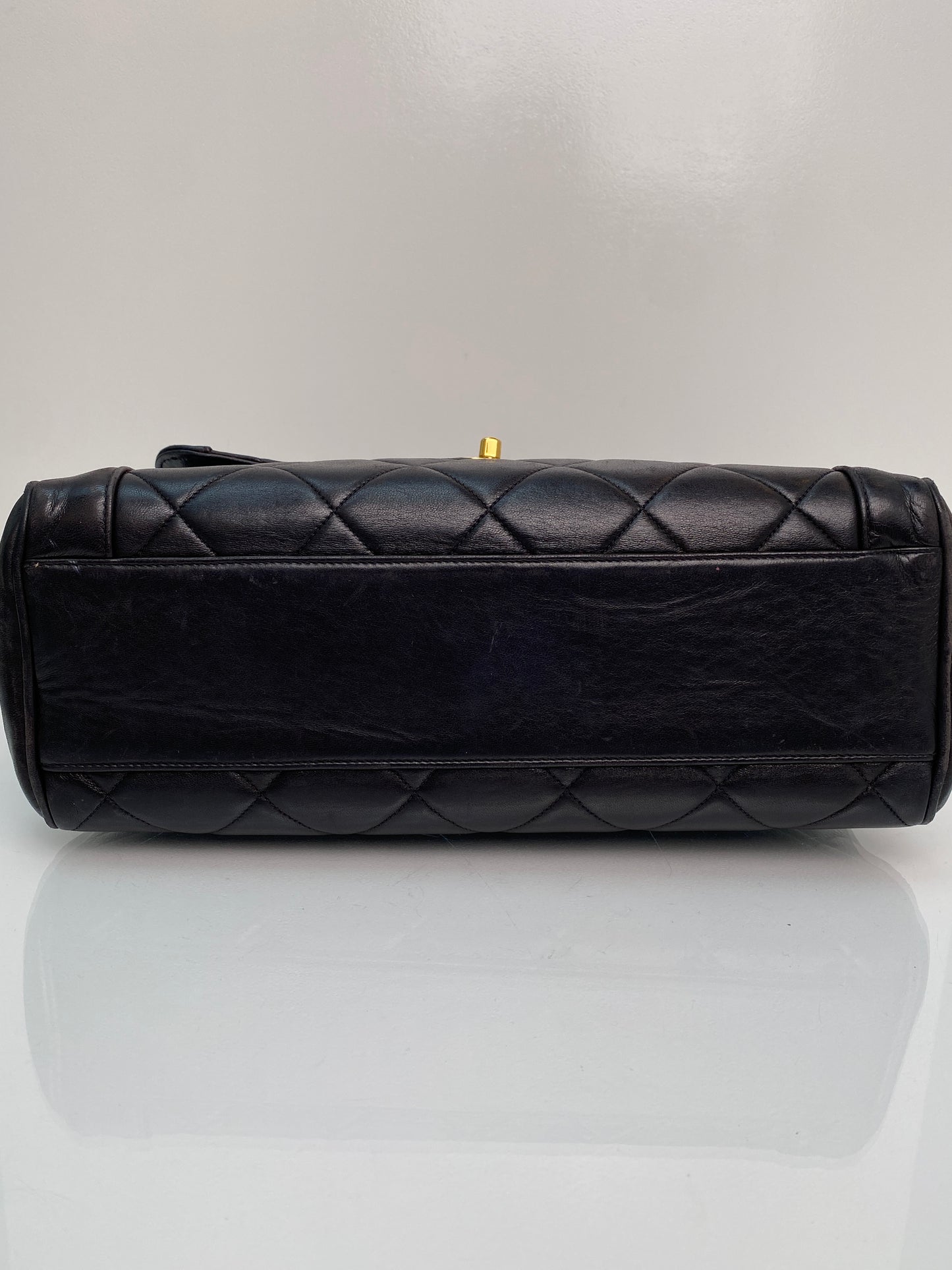 Chanel Black Lambskin Vintage Kelly Top Handle Bag GHW