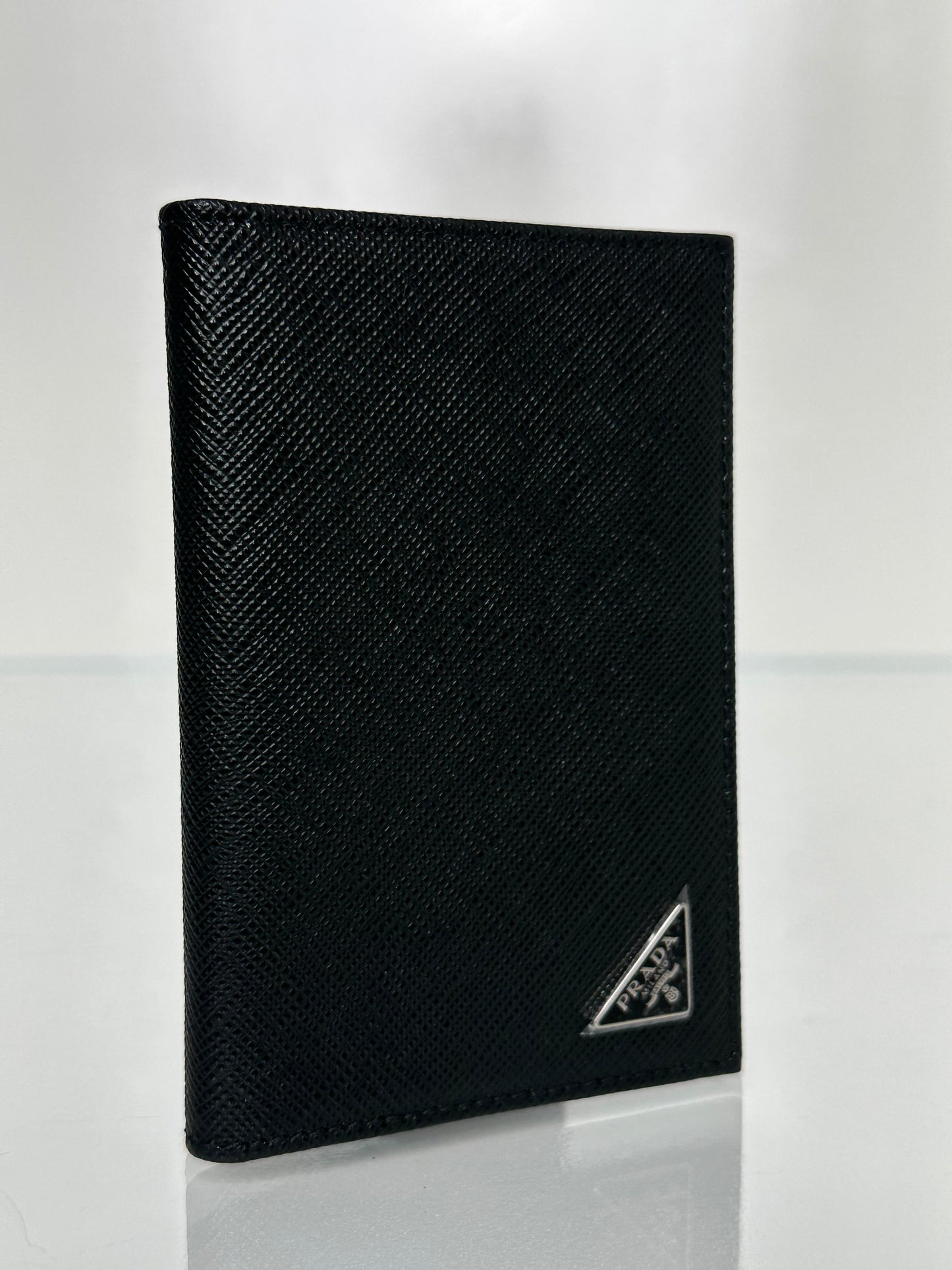 Prada Black Saffiano Slim Bifold Cardholder SHW