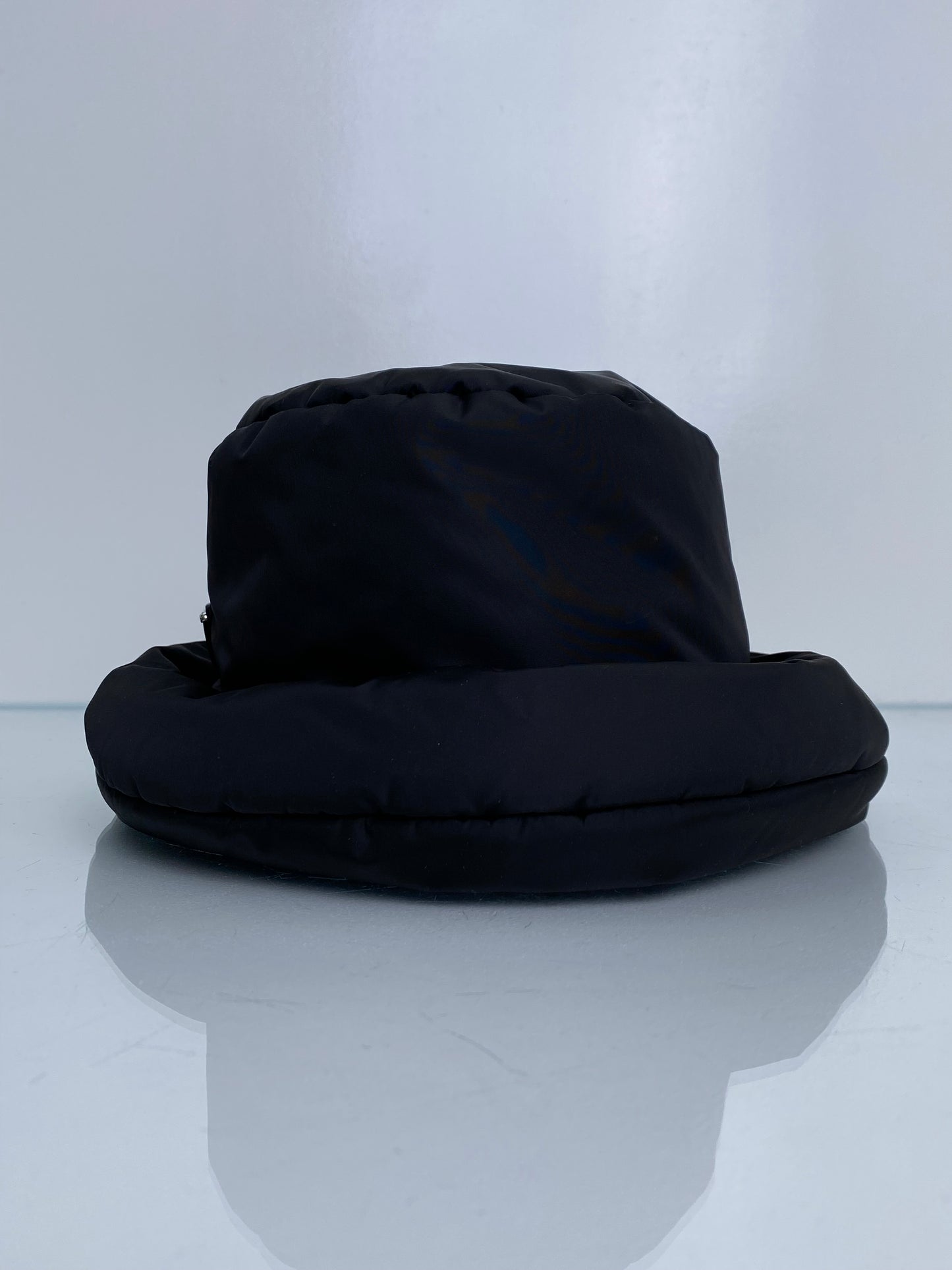 Prada Black Re-Nylon Puffer Hat, 40