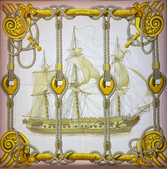 Hermes Light Pink Sail Boat Silk Scarf