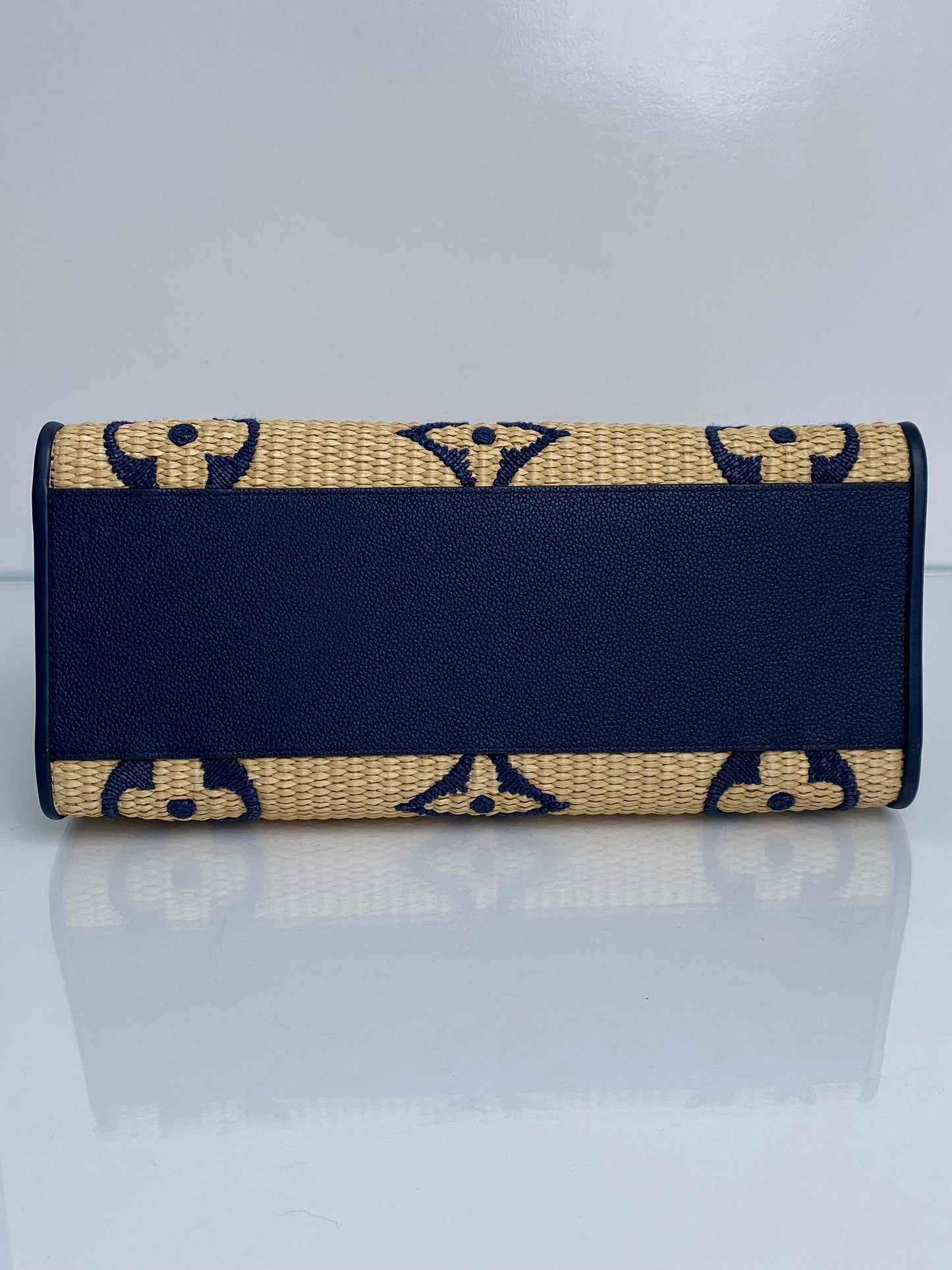 Louis Vuitton Tan & Navy Raffia On The Go Bag GHW
