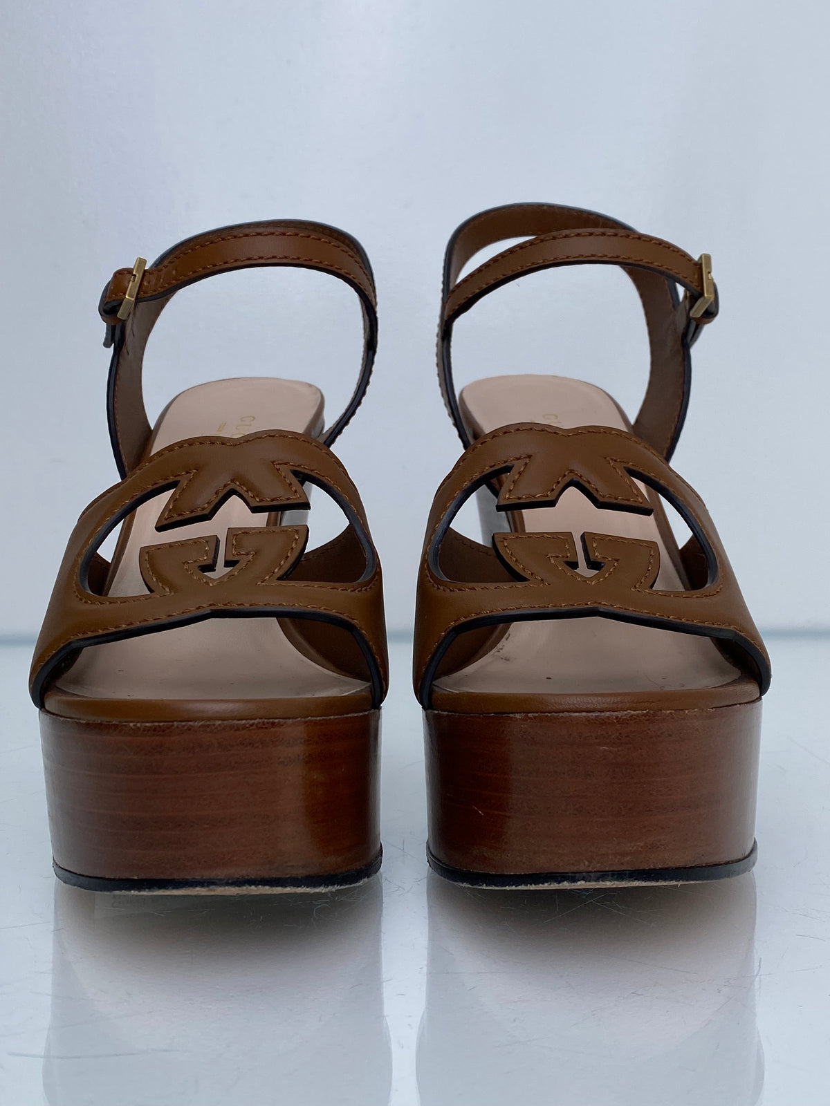 Gucci Brown GG Platform Heels, 38