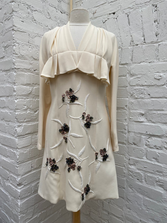 Dior Cream Embellished Shift Dress, 42