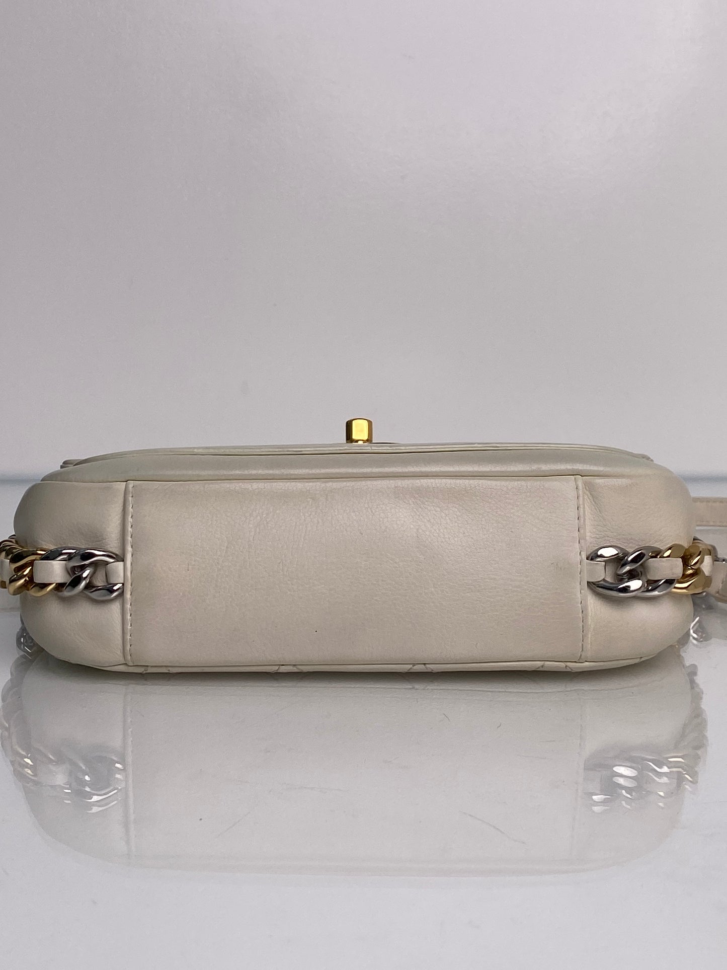 Chanel Precious Union Flap Cream Calfskin Crossbody Two Tone Hardwear