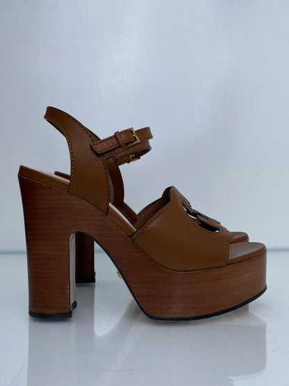Gucci Brown GG Platform Heels, 38