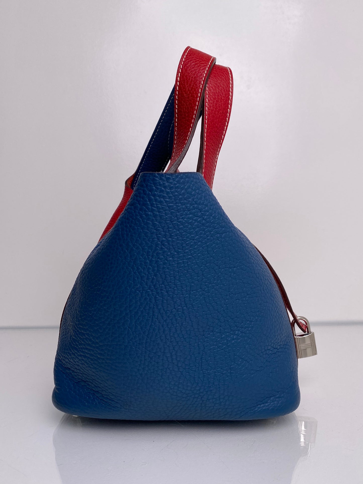 Hermes Picotin Rouge Casaque Bleu Thalassa Clemence PHW #P